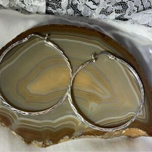 Vintage Sterling Silver 2' Hoop Earrings